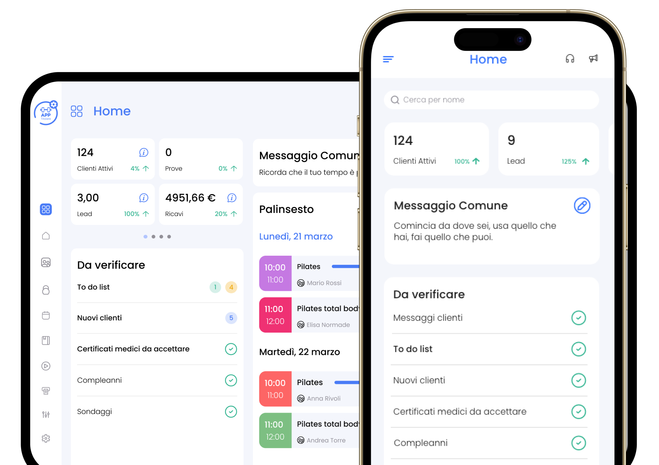 Gestionale + App Titolare — dashboard di gestione centro sportivo